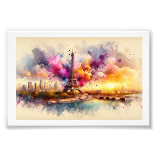 Impression Photo Eiffel Tower and Vibrant Skyline,  (Devant)