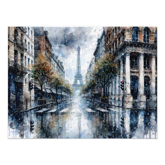 Impression Photo Eiffel Tower in Paris during rain (Devant)