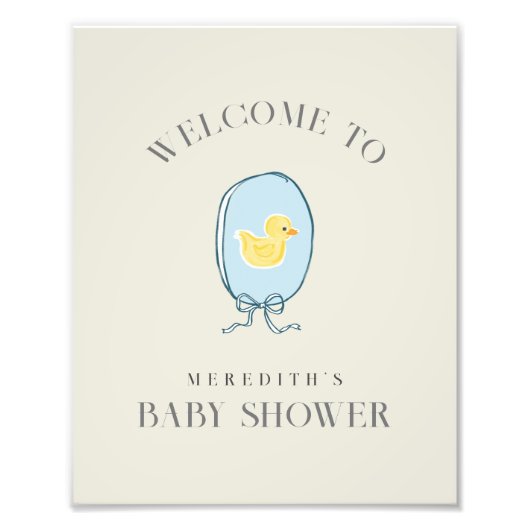 Impression Photo Élégant Baby shower en caoutchouc Ducky (Devant)