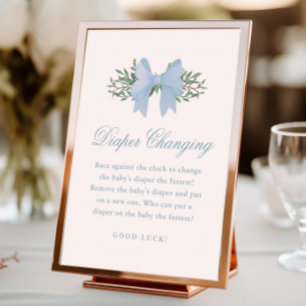 Impression Photo Elegant Blue Bow Boys Baby shower couche Changer