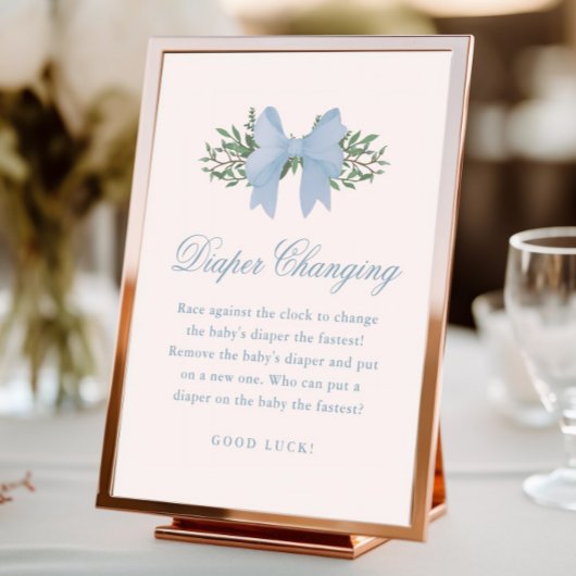 Impression Photo Elegant Blue Bow Boys Baby shower couche Changer