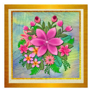 Impression Photo Élégant bouquet de fleurs botaniques à l'aquarelle