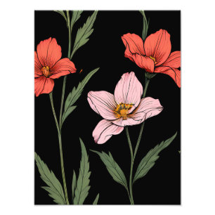 Impression Photo Élégant motif floral sur Arrière - plan noir