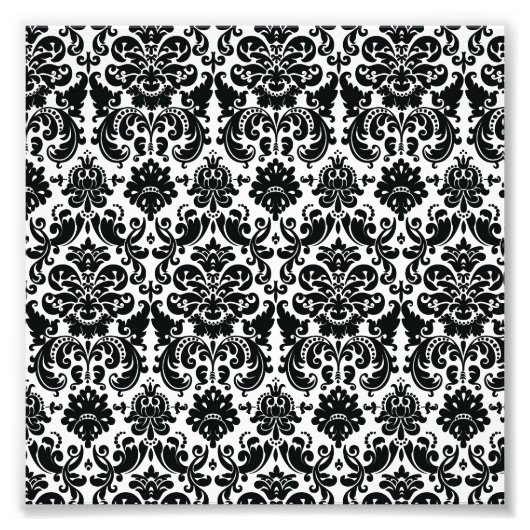 Impression Photo Elégant noir blanc Vintage Damask motif (Devant)
