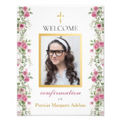 Impression Photo Elégant Rose rose or Confirmation Affiche de bienv (Devant)