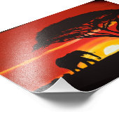 Impression Photo Eléphant africain, Coucher de soleil, Afrique, Déc (Coin)