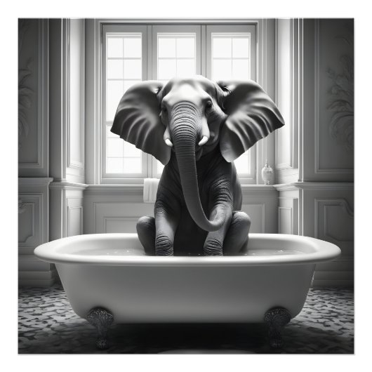 Impression Photo Eléphant dans le bain (Devant)