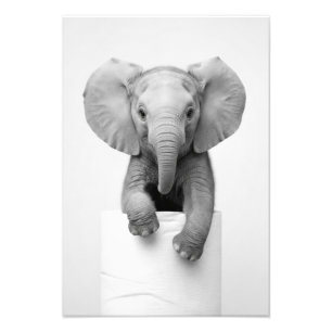 Impression Photo Éléphant de bébé minimaliste regardant par-dessus