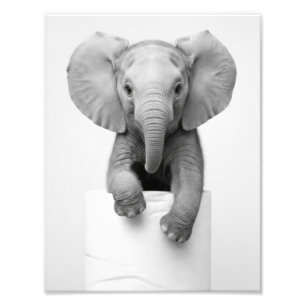 Impression Photo Éléphant de bébé minimaliste regardant par-dessus