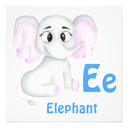 Impression Photo Elephant personnalise ABC : Lettre E - Ajouter vot (Devant)