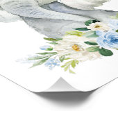 Impression Photo Elephant, Safari, Fleurs Bleues, Garçon Nursery (Coin)