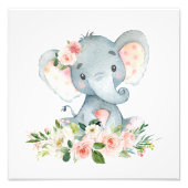Impression Photo Elephant, Safari, Fleurs roses, Pépinière (Devant)