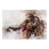Impression Photo Éléphanteau asiatique mignon et joueur, aquarelle (Devant)