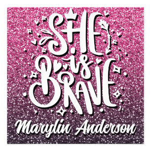 IMPRESSION PHOTO ELLE EST BRAVE PARTIES SCINTILLANT PERSONNALISÉE T