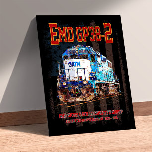 Impression Photo EMD GP38-2 Locomotive diesel et drapeau américain