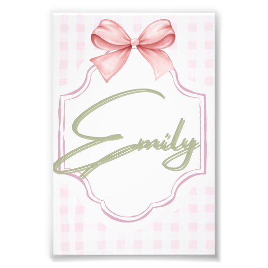 Impression Photo Emily Baby Girl Nursery Bow&En vichy personnalisée (Devant)