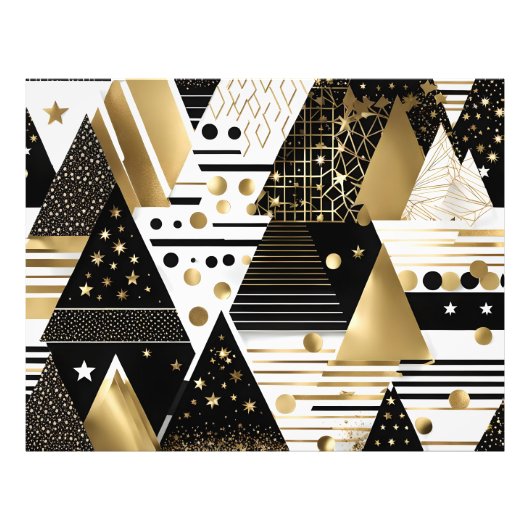 Impression photo en or abstrait et triangles noirs (Devant)
