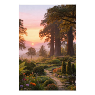 Impression Photo Enchanted Garden at Dawn Majestic Trees