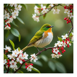 Impression Photo Enchanter l'oiseau des fleurs