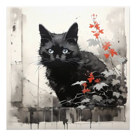 Impression Photo Encre de chat noir (Devant)