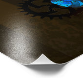 Impression Photo Engrenages à vapeur et papillons bleus (Coin)