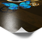 Impression Photo Engrenages à vapeur et papillons bleus (Coin)