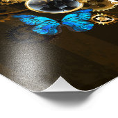 Impression Photo Engrenages à vapeur et papillons bleus (Coin)