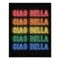 Enseigne au néon de style Ciao Bella avec impressi