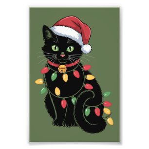 Impression Photo Ensemble de Noël pour amoureux de chat noir Cadeau