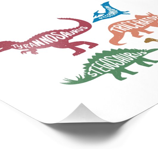 Impression Photo Ensemble de silhouettes de différents dinosaures (Coin)