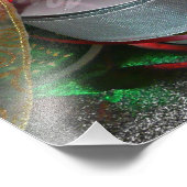 Impression Photo Épaves de Noël Ruban Holiday Rouge et or (Coin)