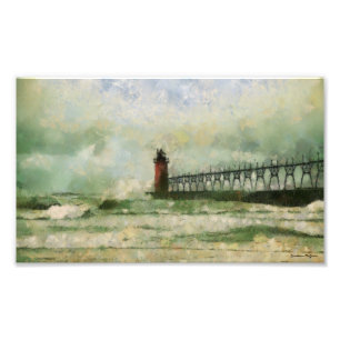 Impression Photo Épreuve photographique orageuse de phare