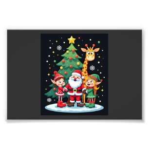 Impression Photo Équipe de Noël Santa Girafe Elf Dabbing Ensemble