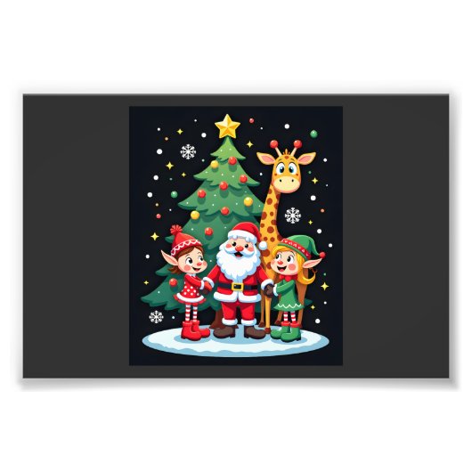 Impression Photo Équipe de Noël Santa Girafe Elf Dabbing Ensemble (Devant)