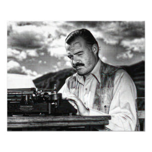 Impression Photo Ernest Hemingway à sa machine à écrire