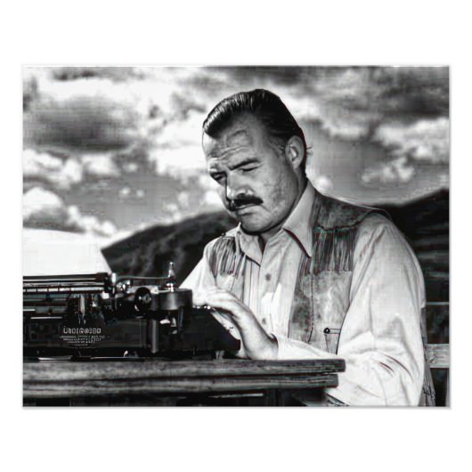 Impression Photo Ernest Hemingway à sa machine à écrire (Devant)
