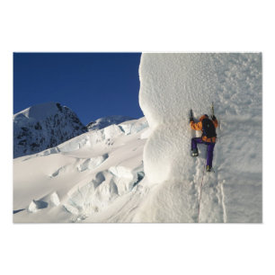 Impression Photo Escalade de glace sur le glacier Tasman sous le mo