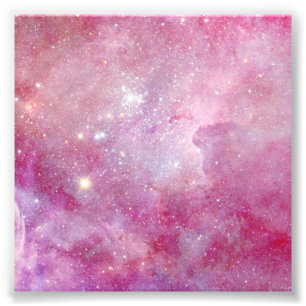 Impression Photo Espace étoilé Lumière rose étoiles aquarelle Galax