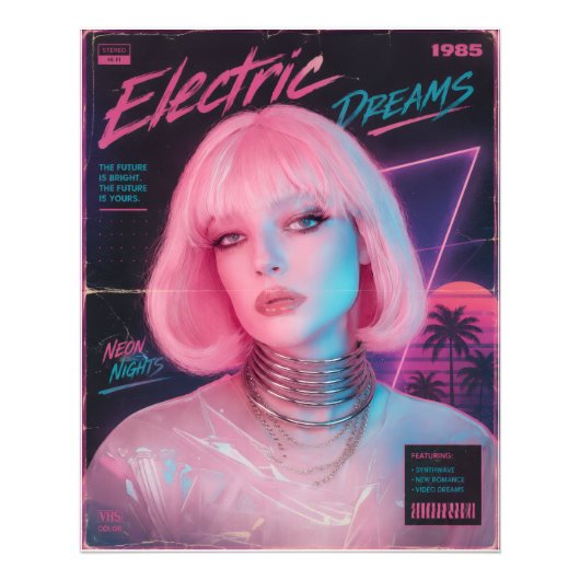 Impression Photo esthétique synthwave rose des années 80  (Devant)