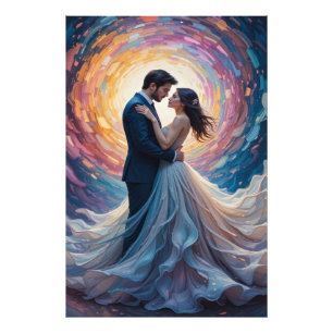 Impression Photo Étreinte d'amour cosmique pour un couple vibrant A
