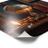 Impression Photo Étudier avec Globe, Livres et bougies (Coin)