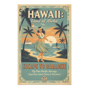 Impression Photo Évasion vintage hawaïenne au pays de l'Aloha vers