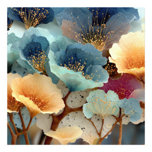 Impression Photo Explosion florale bioluminescente aux tons de bijo