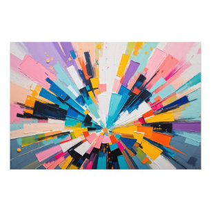 Impression Photo Explosion géométrique vive Art Abstrait coloré
