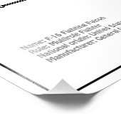 Impression Photo F-16 Faucon de combat - Plan directeur de l'avion (Coin)