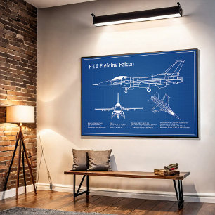 Impression Photo F-16 Faucon de combat - Plan directeur de l'avion 