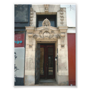 Impression Photo Façade décorative sur le vieux bâtiment à Buff