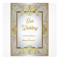 Faire-part de mariage élégant or et argent – Orné