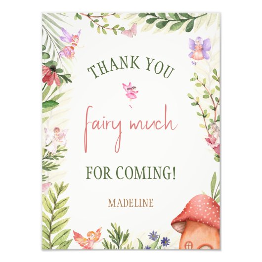 Impression Photo Fairy Enchanted Forest 1er Anniversaire Merci (Devant)