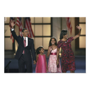 Impression Photo famille de Barak Obama faisant signe la dernière n